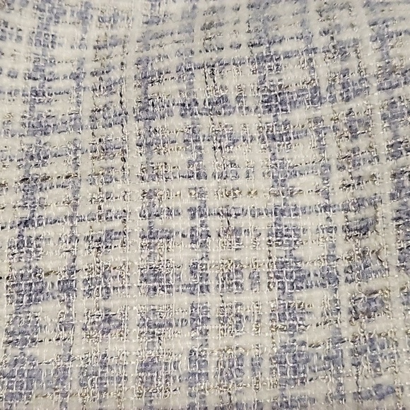 Maison d'Amelie Light Blue & White Plaid Cinched Sleeve Blazer - Size 8 - Picture 8 of 8